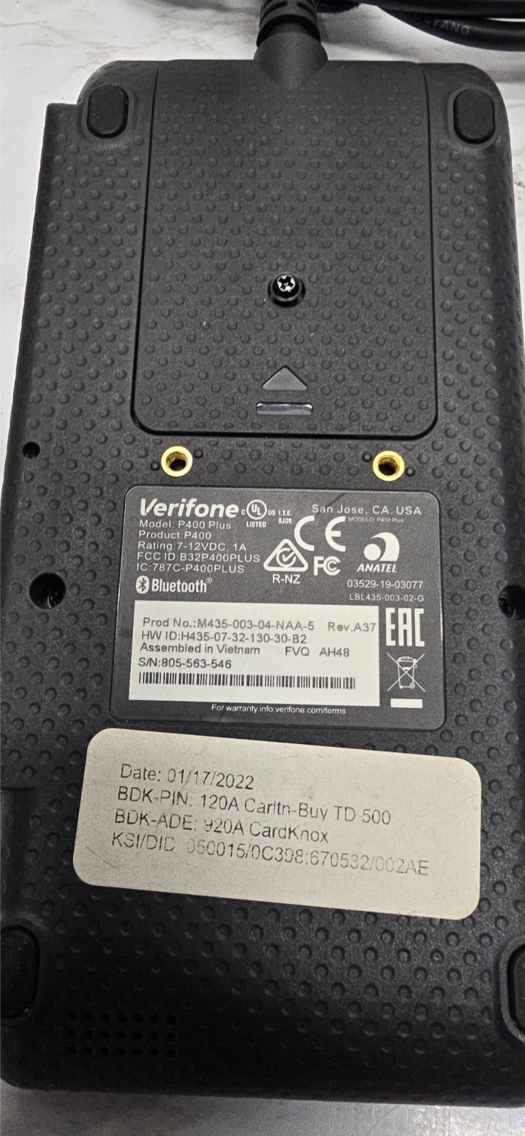 Verifone P400 Plus Credit Card Terminal w/ USB cable