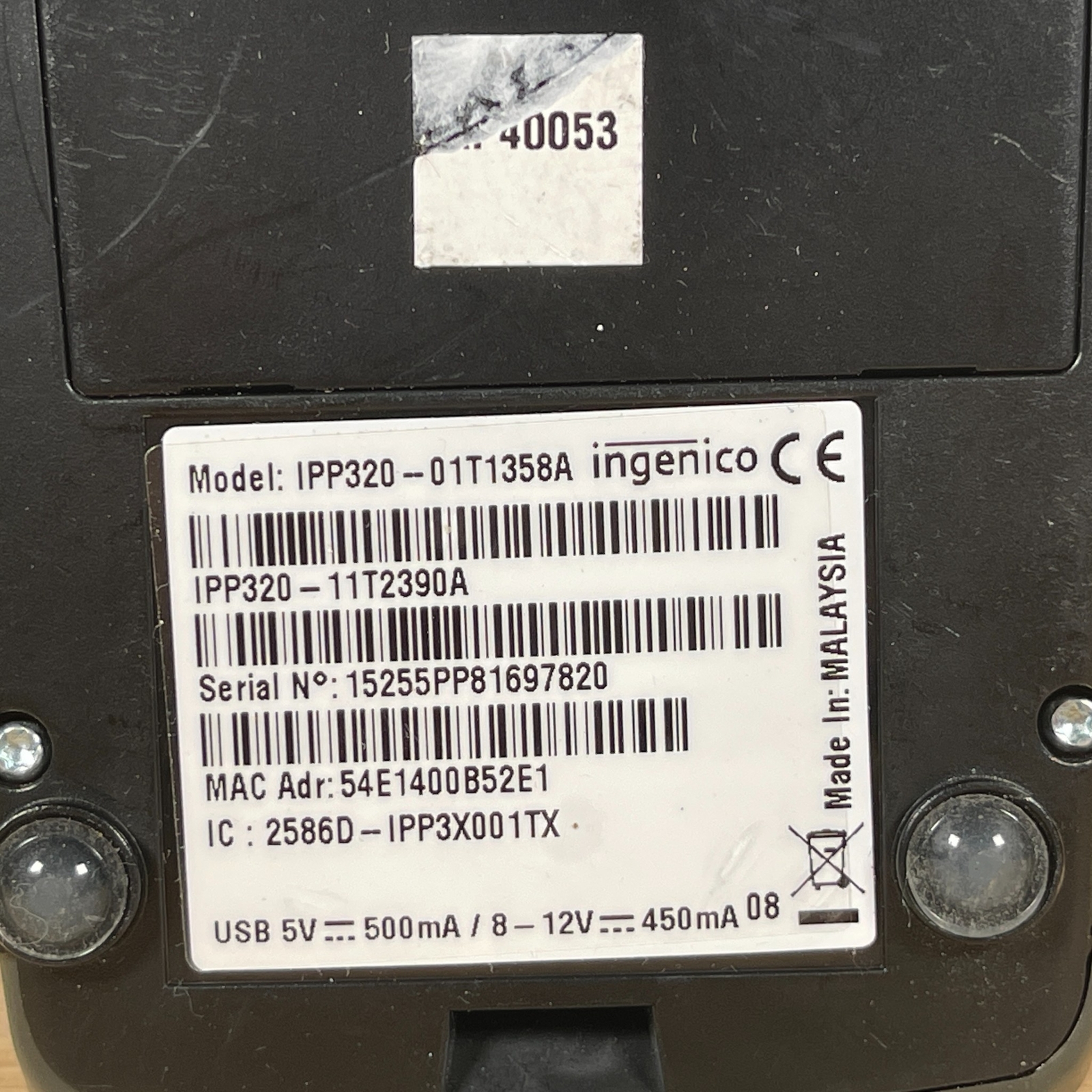 Ingenico iPP320 Black USB/Serial LCD Display 15-Key Credit Card Payment Terminal