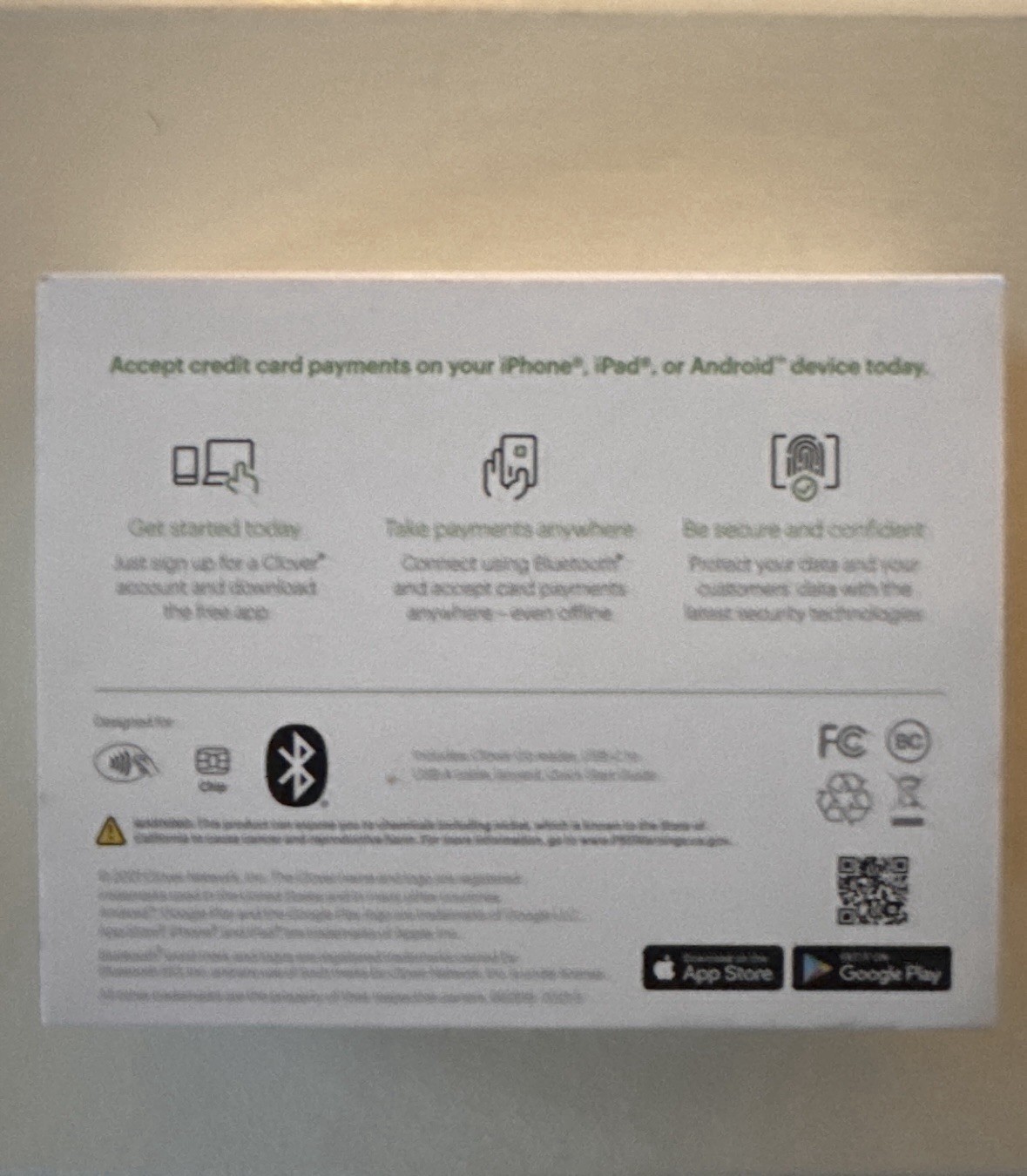 Clover Go V3 Contactless Credit Card Chip Reader White C600 New – Bluetooth