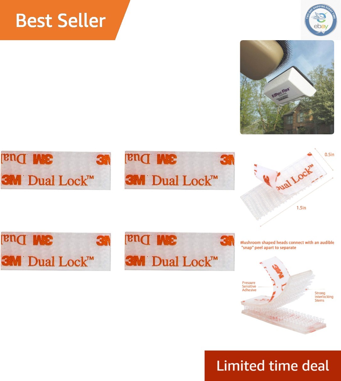 Versatile 4 Pcs Toll Tag Mounting Kit – Water-Resistant and Secure Adhesive