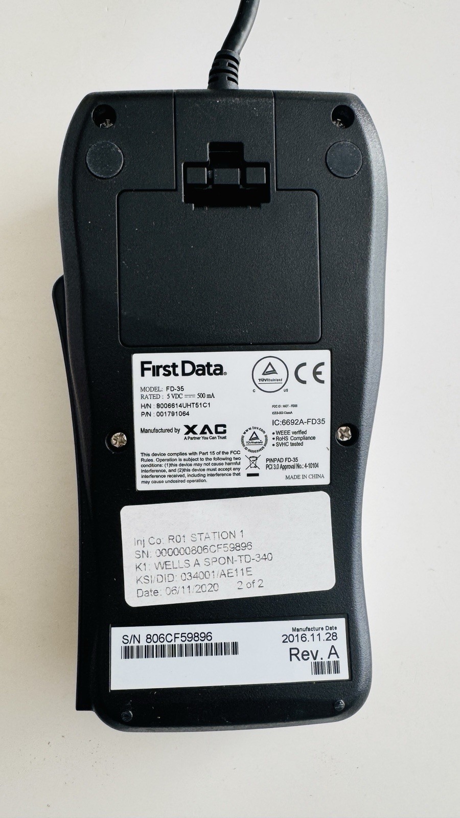 First Data FD-35 PIN Pad Card Reader USB Contactless Chip Swipe – Tested