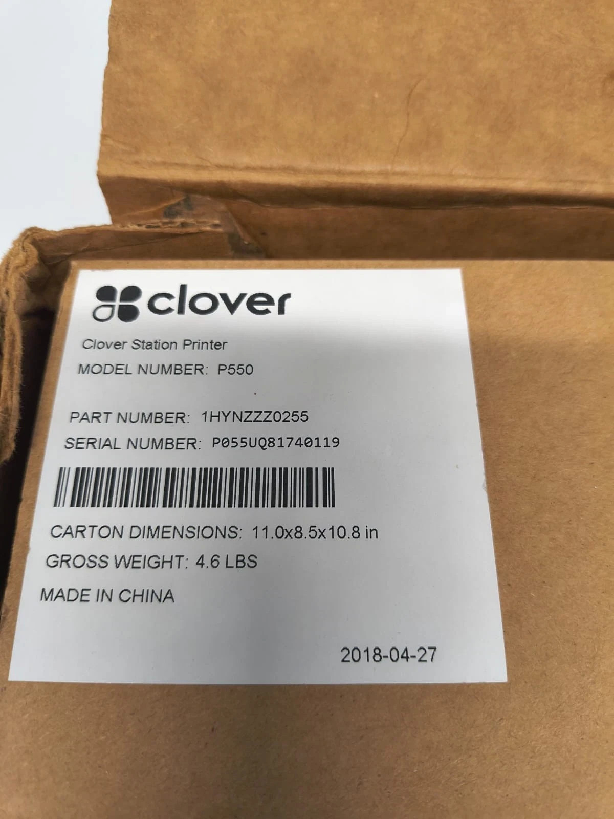 Clover Station C500 Point / Printer P550/Accessory Kit H500 OPEN BOX