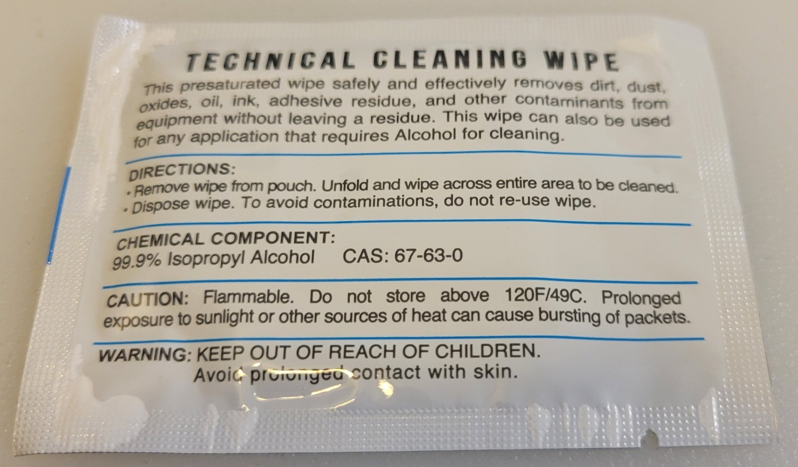 49 Klex 5″ x 6″ Lint-Free CLEANING WIPES For Credit Card POS ATM Reader 99+% IPA