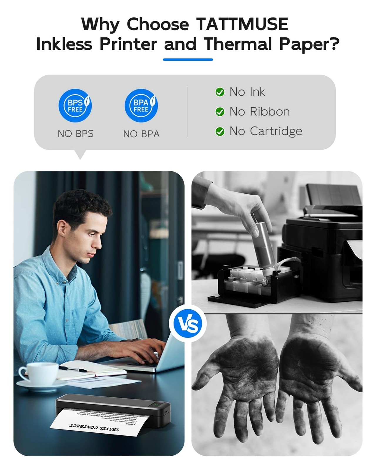 Portable Printers Wireless for Travel, A285M Bluetooth Inkless Thermal Printe…