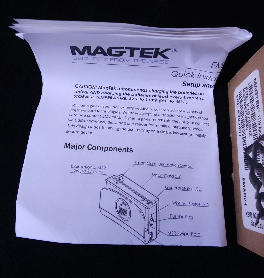 2 Magtek 21079802 Rev N eDynamo Secure Mag / EMV Chip Mobile Credit Card Readers