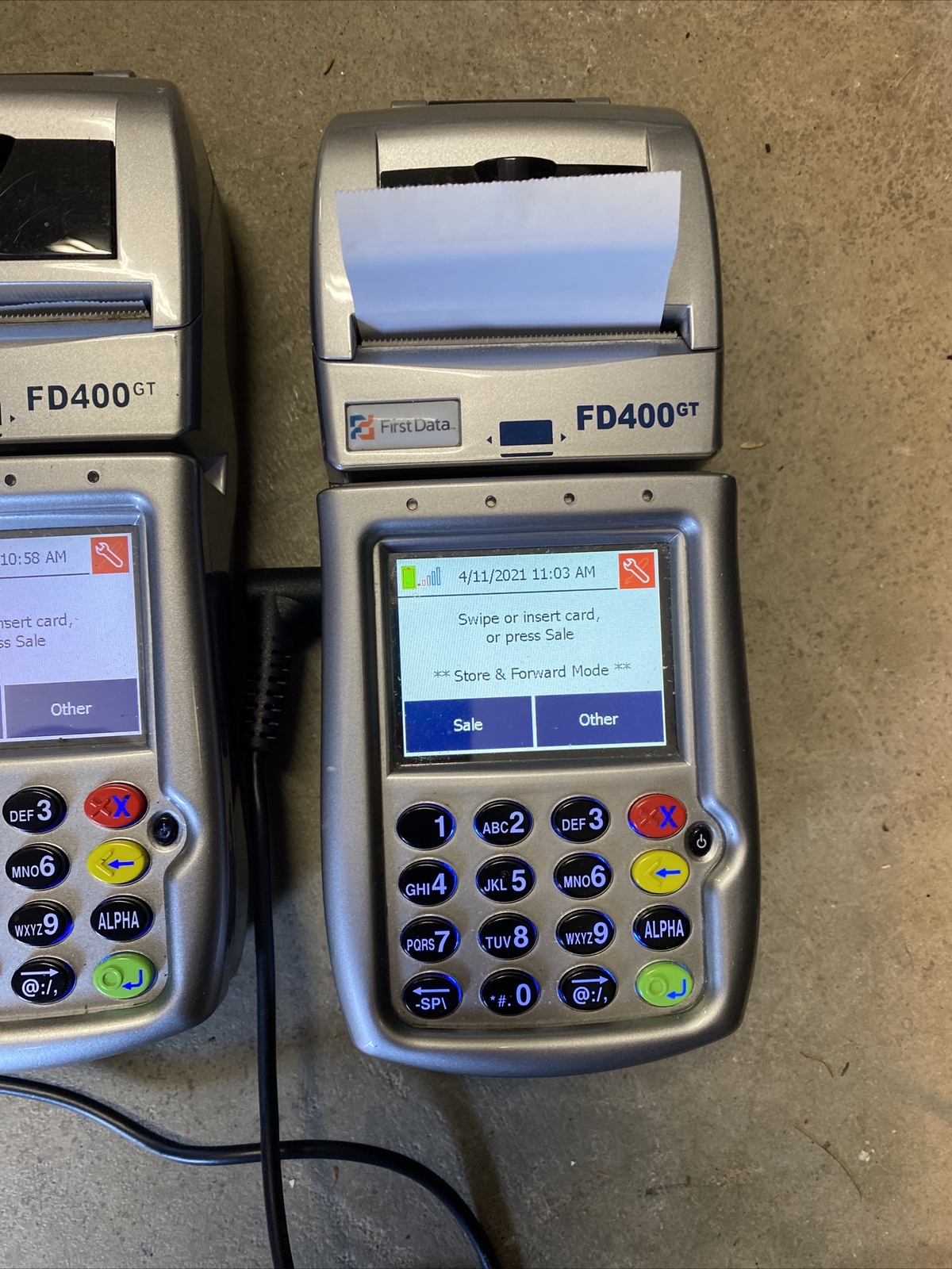 3 First Data FD-400GT Wireless Terminal Credit Card Machines with 2 Power Cords