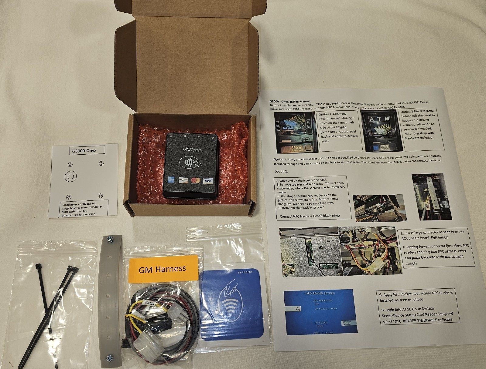 ATM NFC READER UPGRADE KIT NEW GENMEGA ONYX Contactless MOBILE PAY EMV G3000
