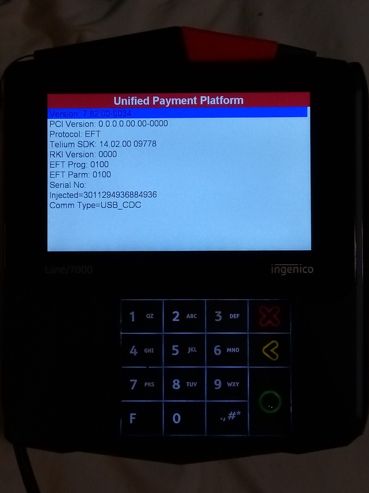 ingenico Lane/7000 Credit Card Terminal PRG30312951R WITH STAND