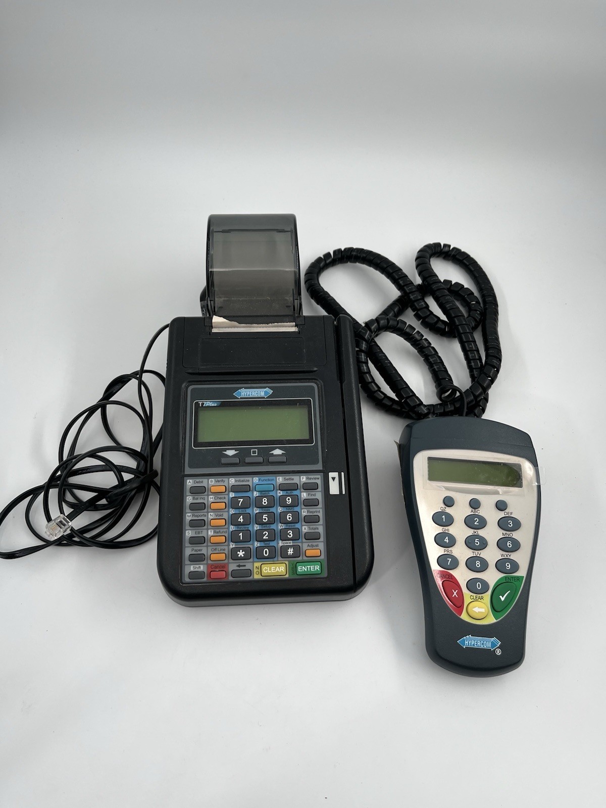 HYPERCOM T7PLUS POS CREDIT CARD MACHINE TERMINAL/S9 PIN PAD NO POWER UNIT UNTEST