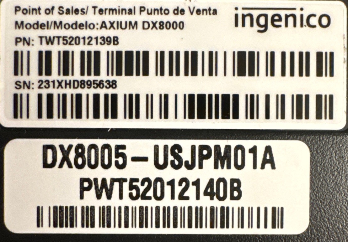 Ingenico AXIUM DX8000 DX8005 POS Terminal w/ Receipt Printer Powers On