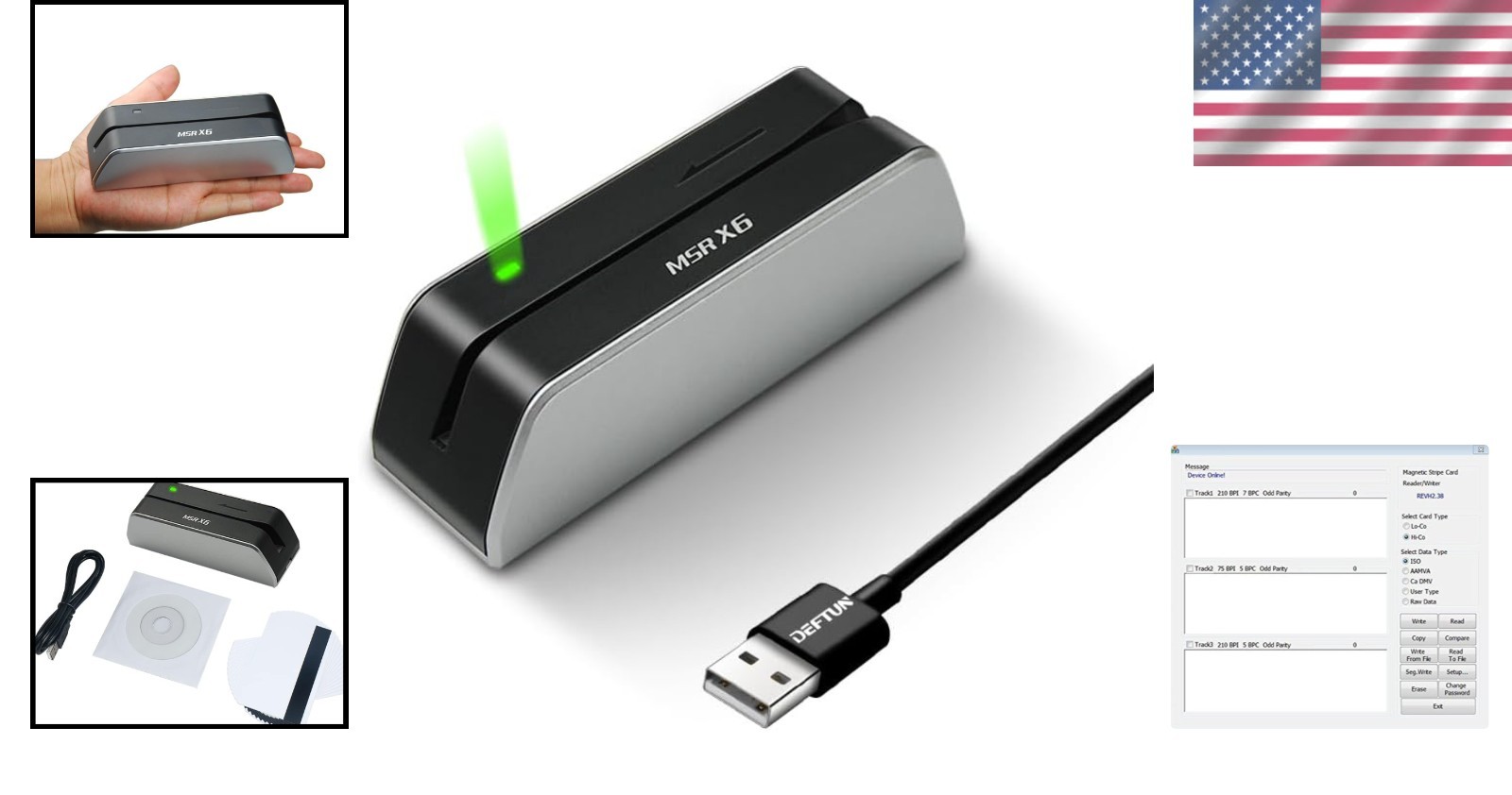 Portable MSRX6 Magstripe Credit Card Reader – Works with Windows & Mac