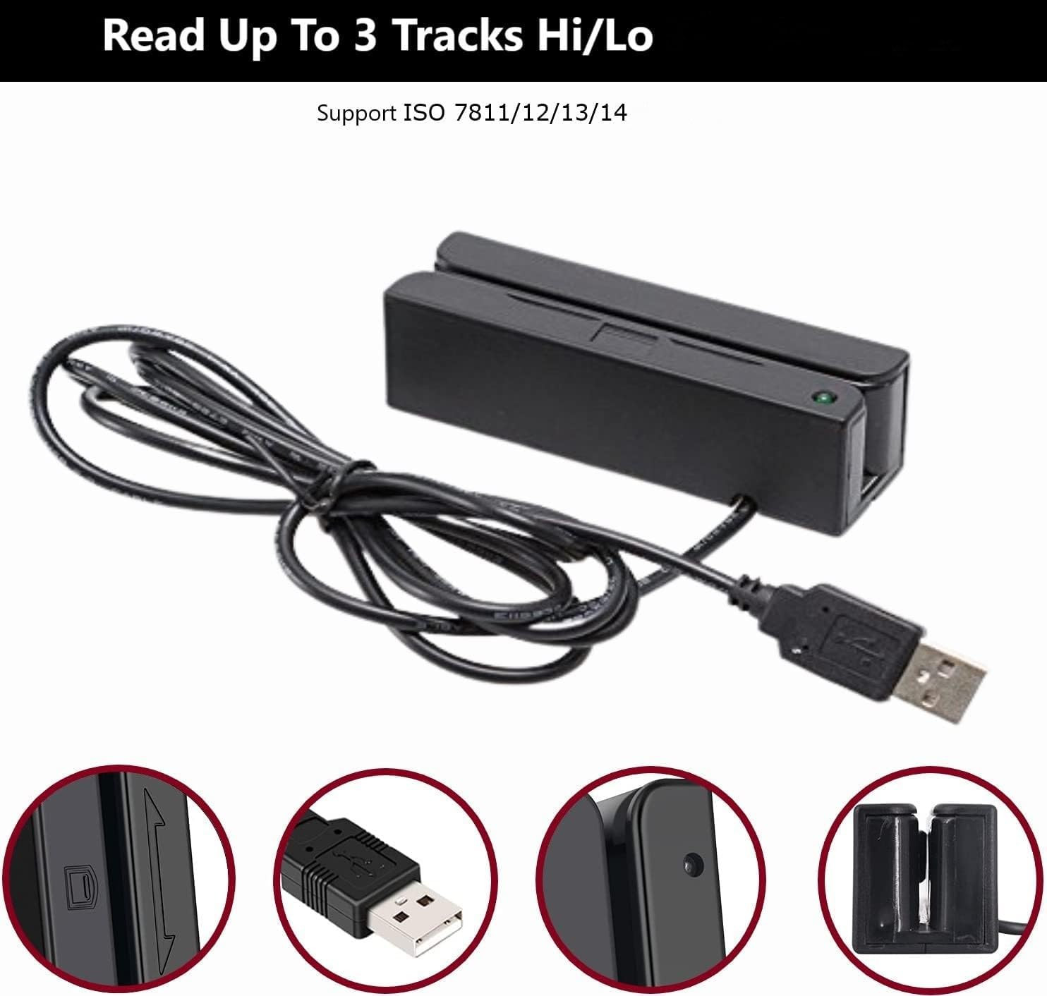 MSR100 Magnetic Stripe Card Reader 3 Track USB POS Credit Card Swiper