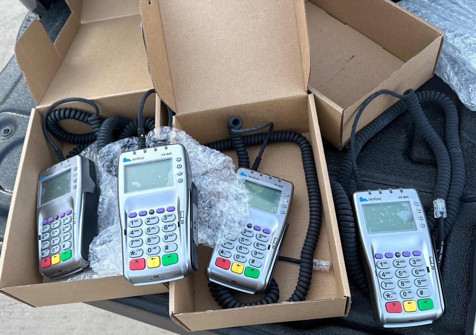 LOT OF 7 – Verifone VX-805 Pin Pad Card Reader – Untested Unknown Working Order