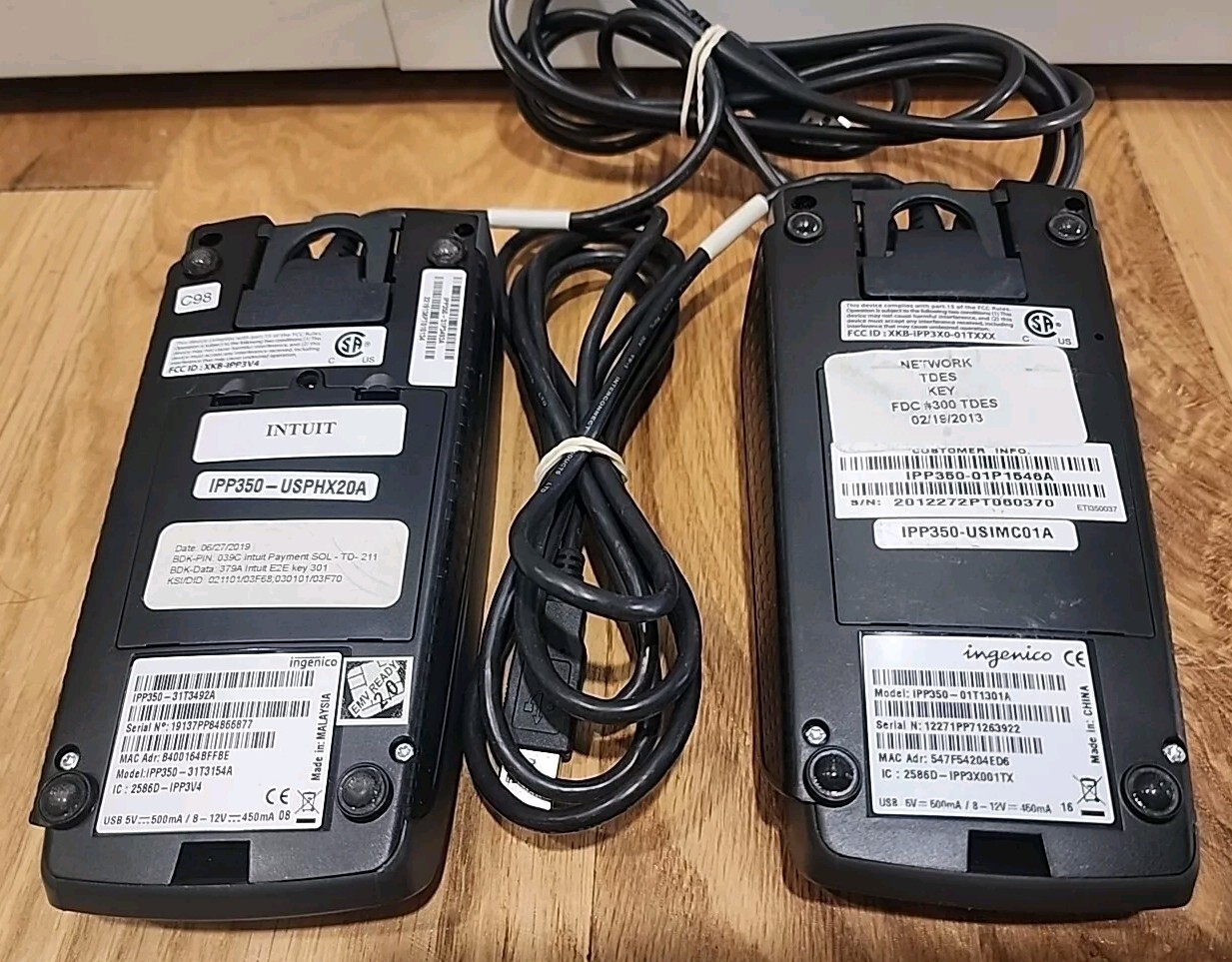 Lot of 2 Ingenico iPP350 USB Credit Card Terminals Reader Keypad