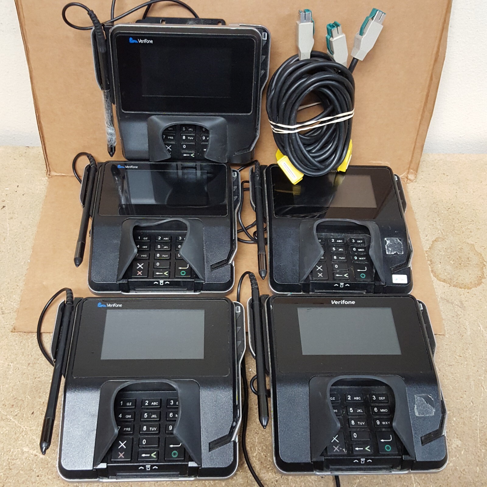 Lot of 5- Verifone M915 Card Payment Terminals w/Stylus ONLY (No Pwr Crd) PARTS