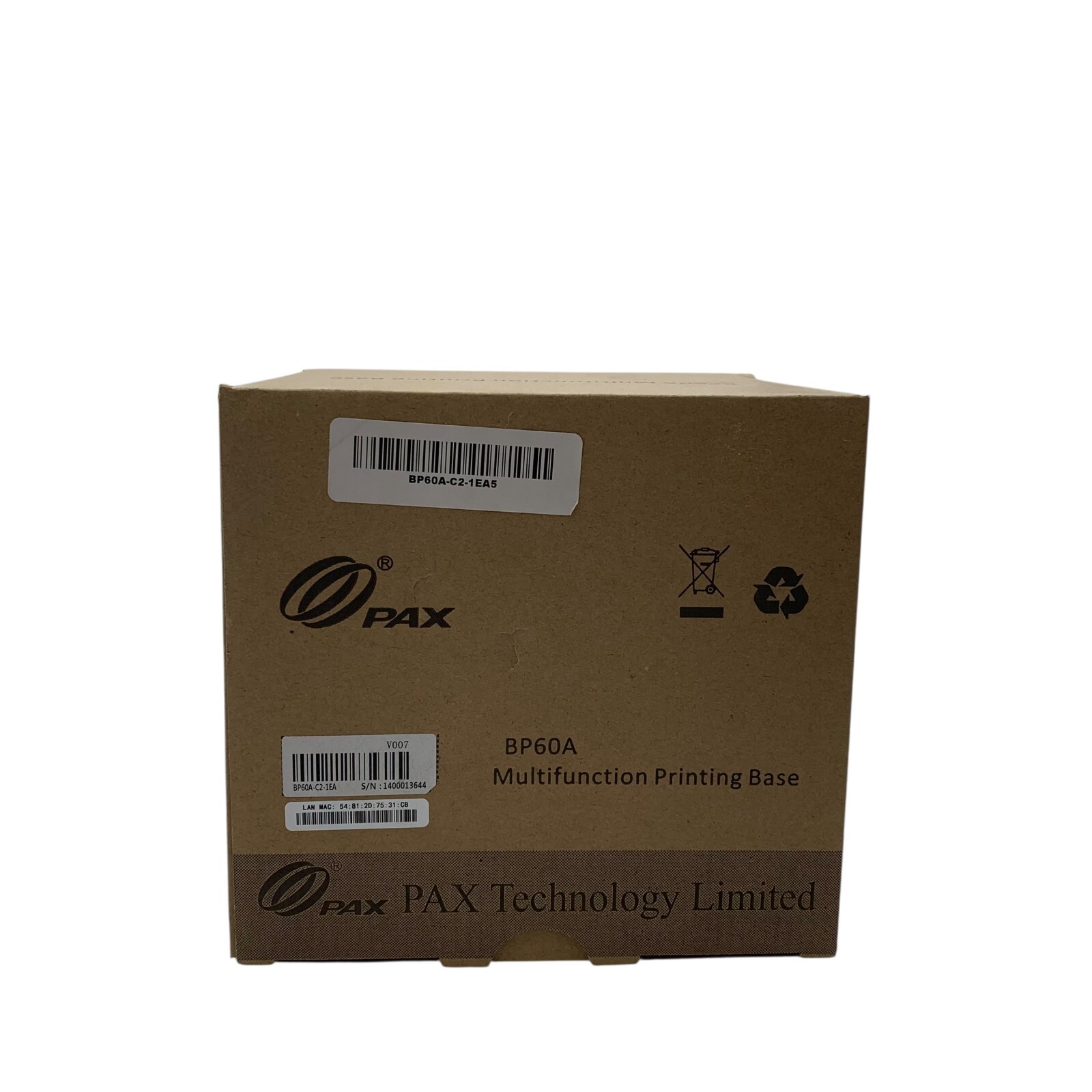 Pax BP60A Printing Docking Base Station For Use With Pax A60 Wireless Terminals