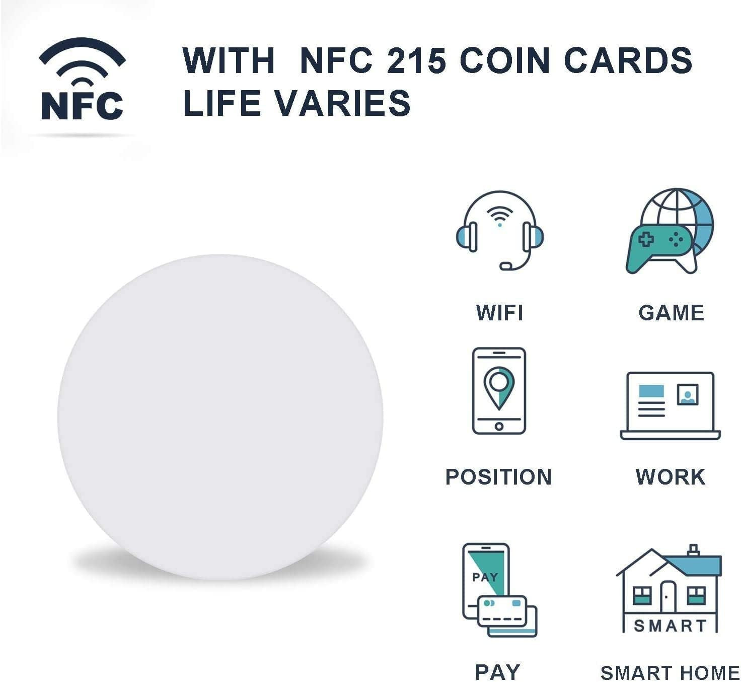 50pcs NFC Tags NTAG215 NFC Cards Blank NFC Chips NFC 215 Tag Rewritable NFC Tag,