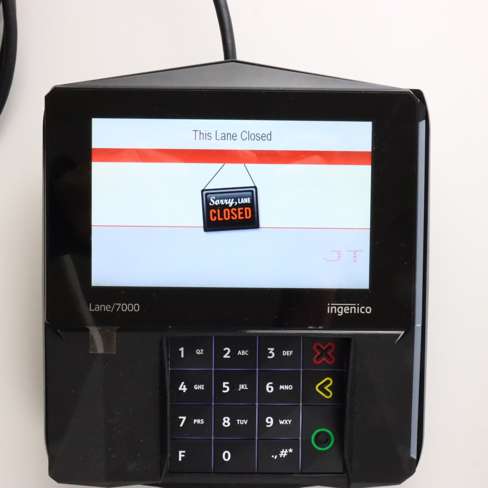 Ingenico Lane 7000 Credit Card Terminal PRG30312951R, W/ Stylus (PARTS/REPAIR)