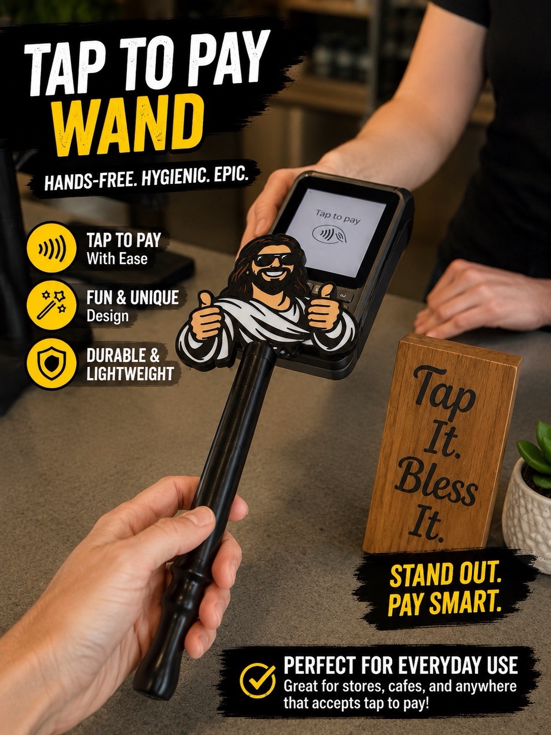 Credit Card Wand Tap To Pay, Contactless Pay Card Holder Jesus Pay