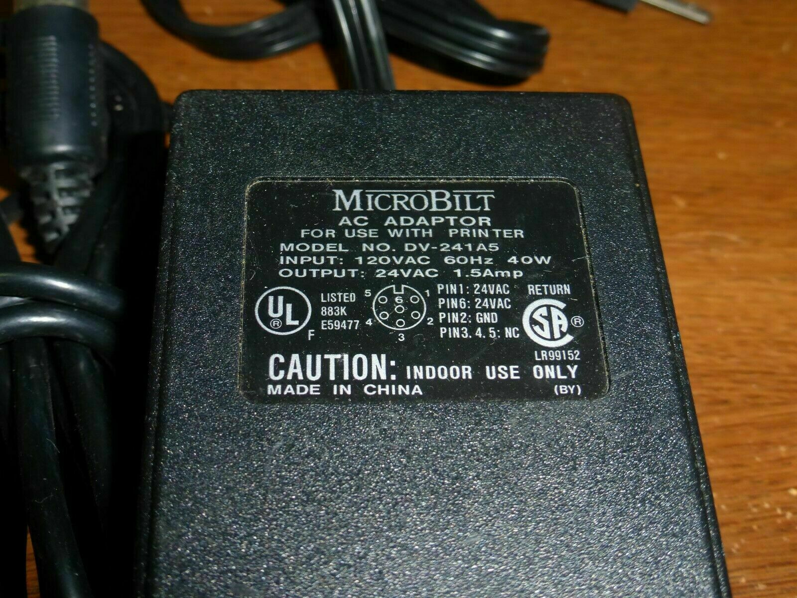 Vintage Microbilt DV-241A5 AC Adaptor(24VAC 1.5A)for Credit Card Terminal/Reader