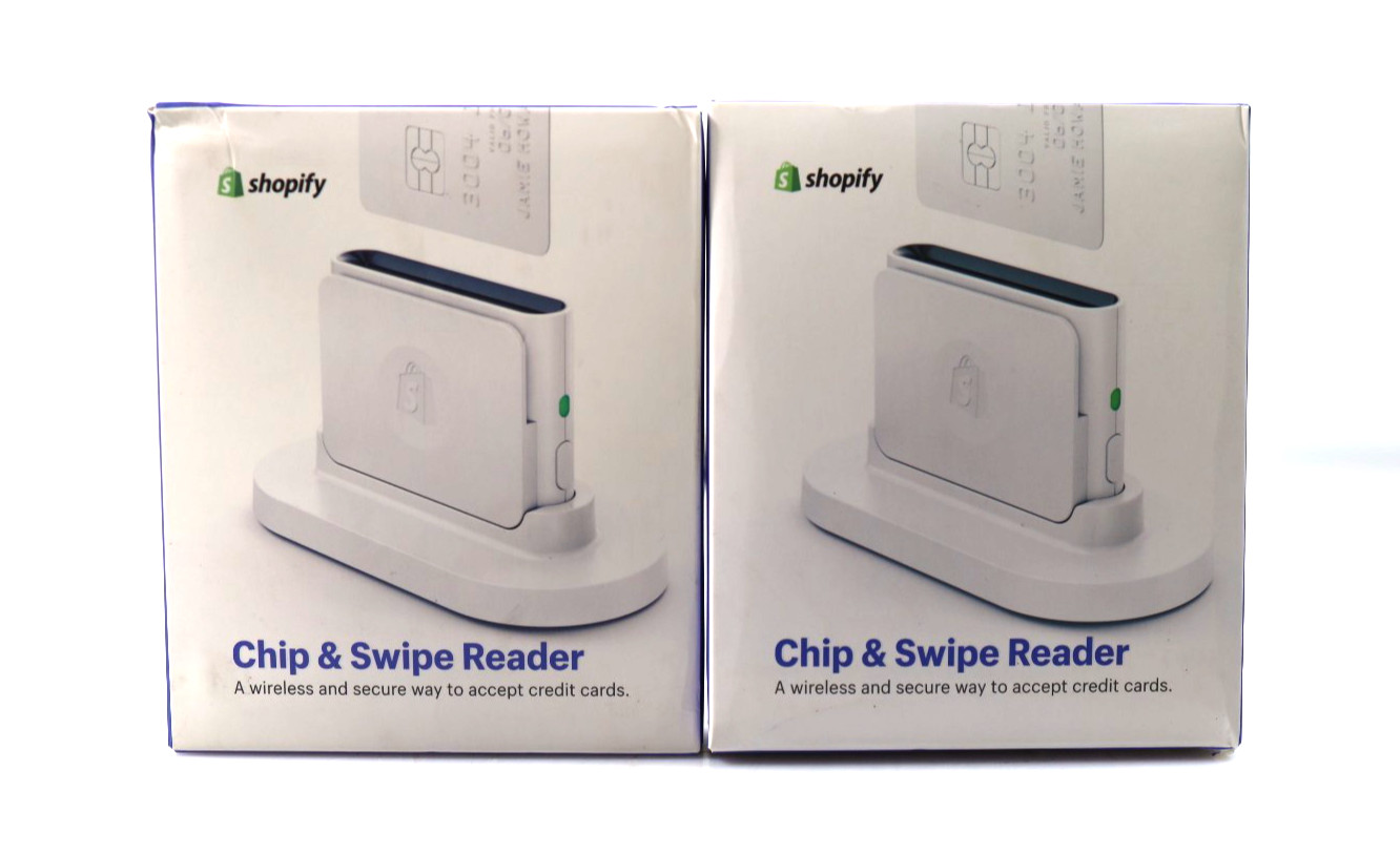 Lot of 2x New Shopify Chip and Swipe Credit Card Reader Wireless White S1701