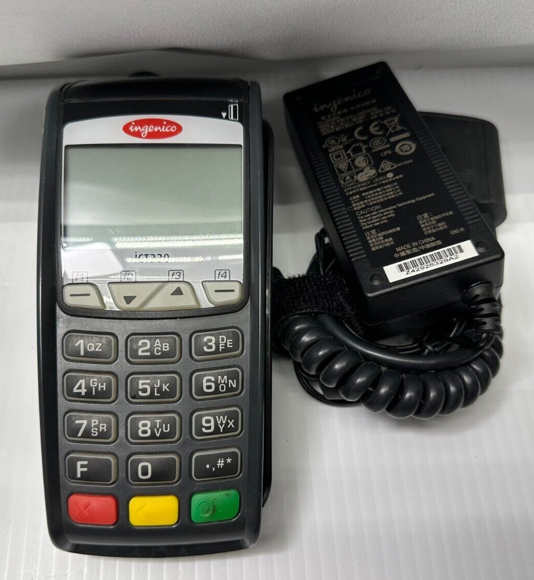 LOT OF 4 INGENICO ICT220 CREDIT CARD TERMINAL W/ ADAPTER