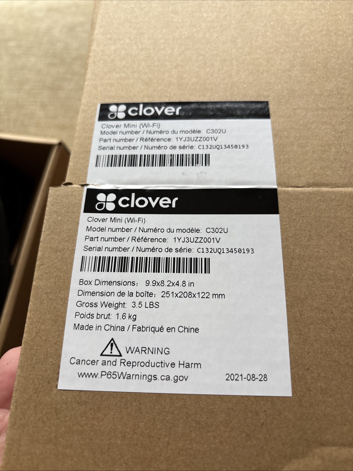 Clover Mini Wi-Fi C300 POS System w/ Triangle Hub and Power Cord