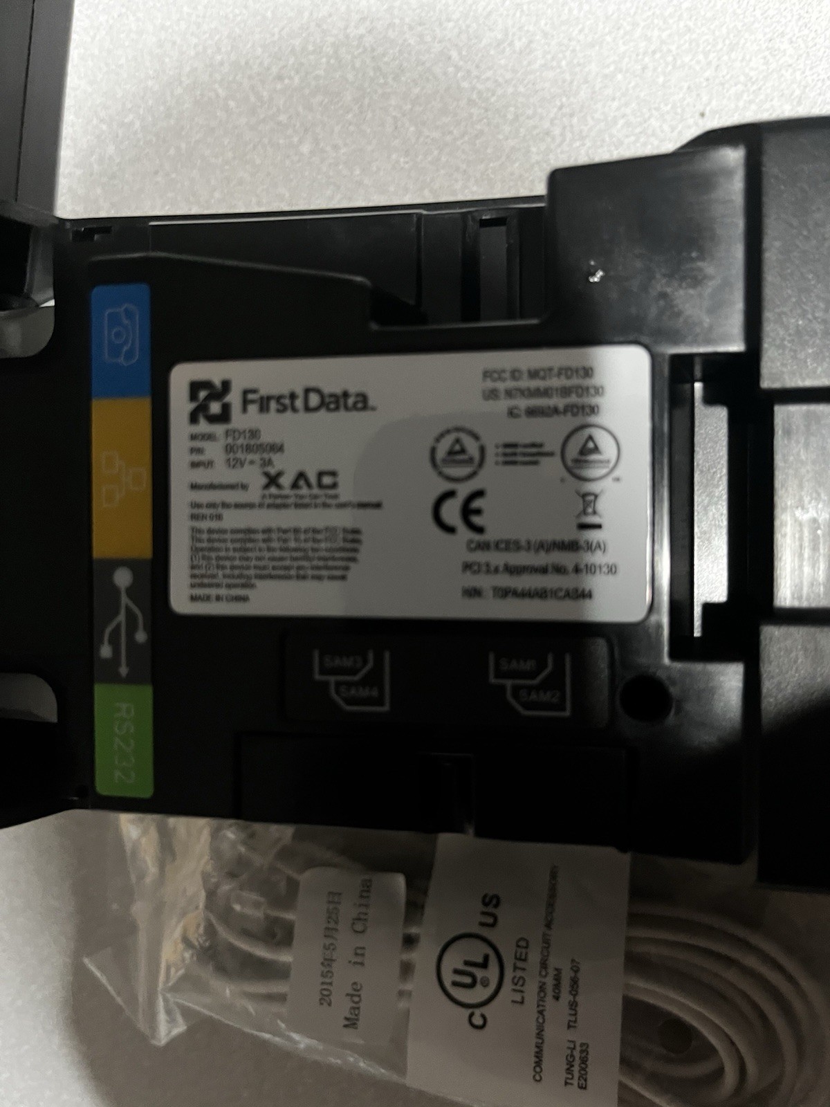 New No Box First Data FD130 Credit Card Machine Duo Method w/Power Supply, Paper