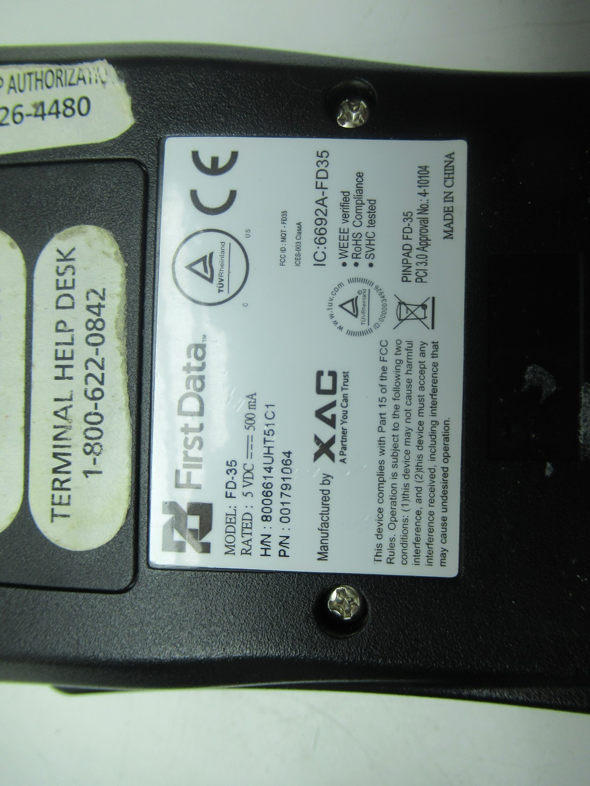First Data FD130 Credit Card Machine And Auxiliary Pen Pad FD35
