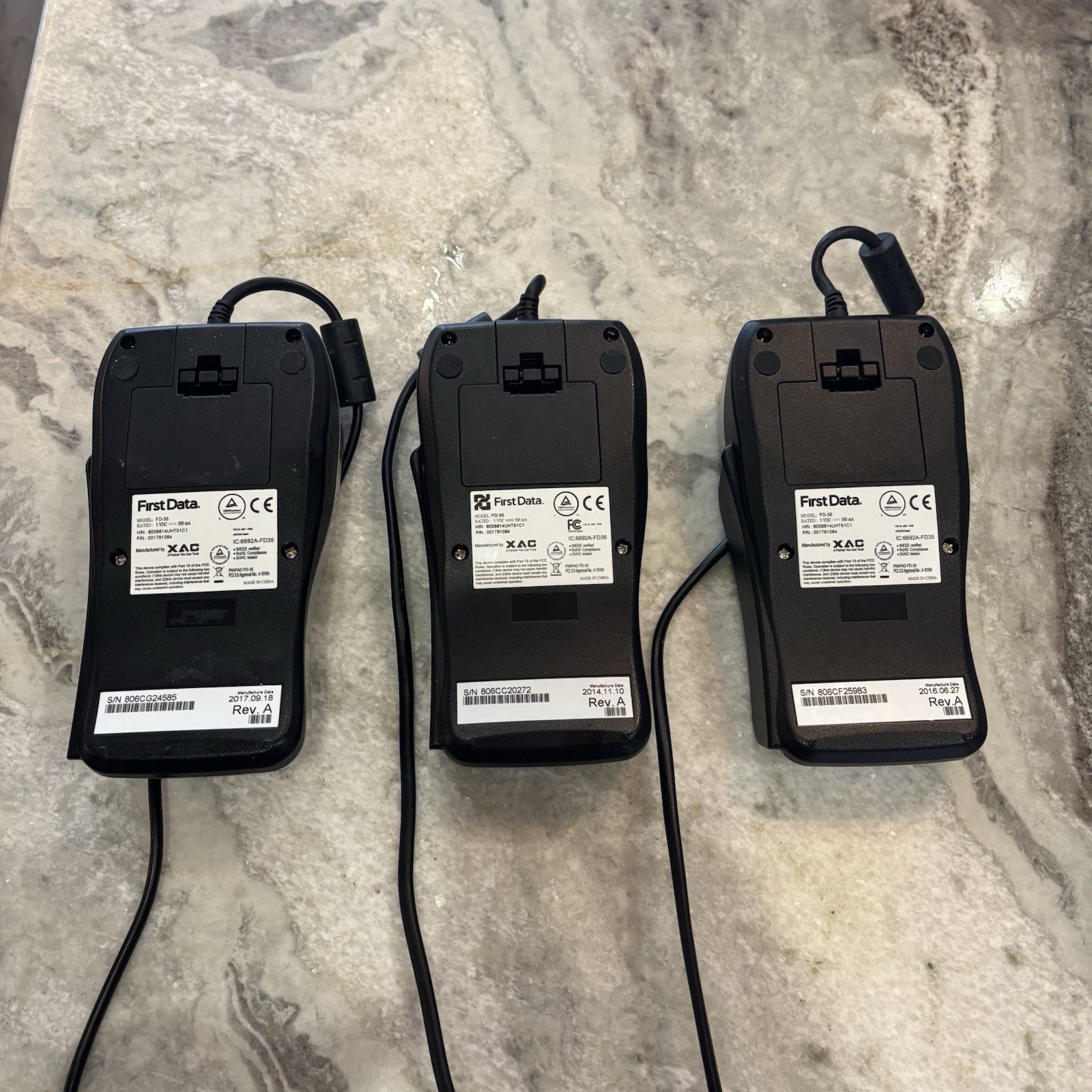 Lot of 3 First Data FD-35 Credit Card Pin Reader Card Read POS USED