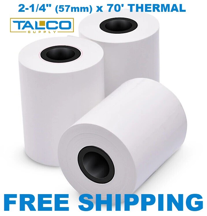 (50) 2-1/4″ x 70′ CREDIT CARD THERMAL RECEIPT PAPER ROLLS ~FAST FREE SHIPPING~