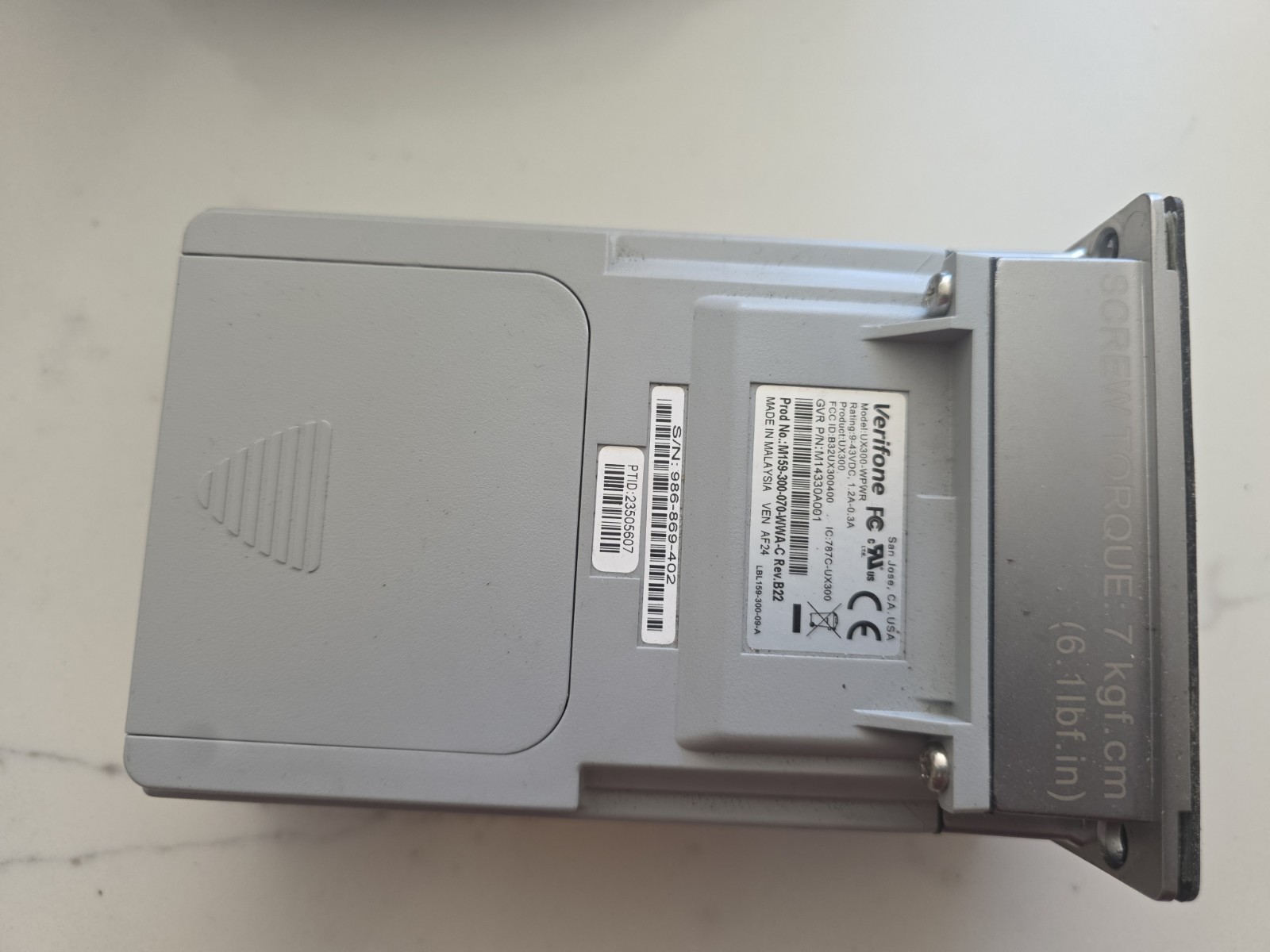 Verifone UX300-WPWR Credit Card Reader UNTESTED Parts Only