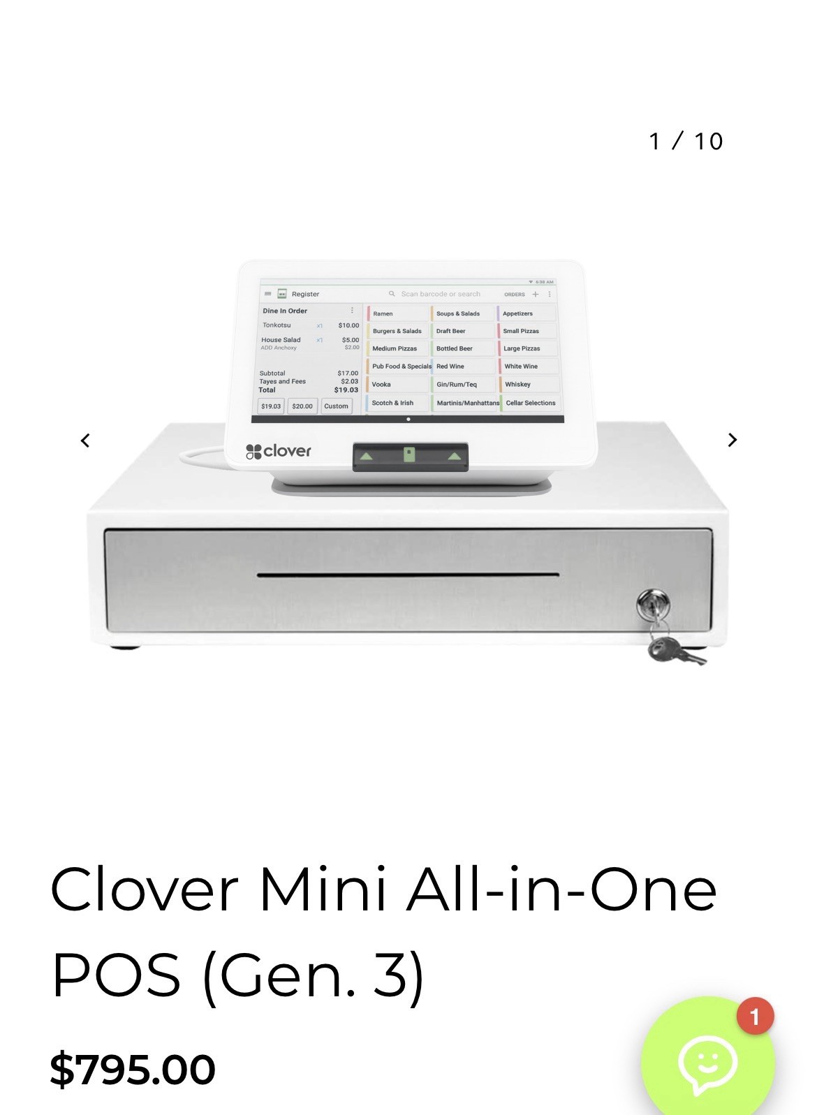 Clover Mini (Generation 3) Smart POS System, Restored To Factory Settings