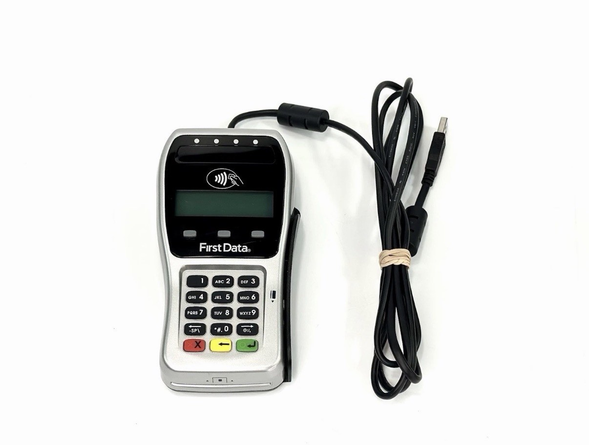 First Data FD-35 Credit Card Reader EMV NFC Pin Pad DRE3-4. TESTED / WORKING