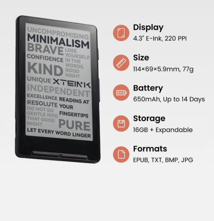 YueXingTong X4 E Ink eReader Digital Book Reader w/ Magnetic Case