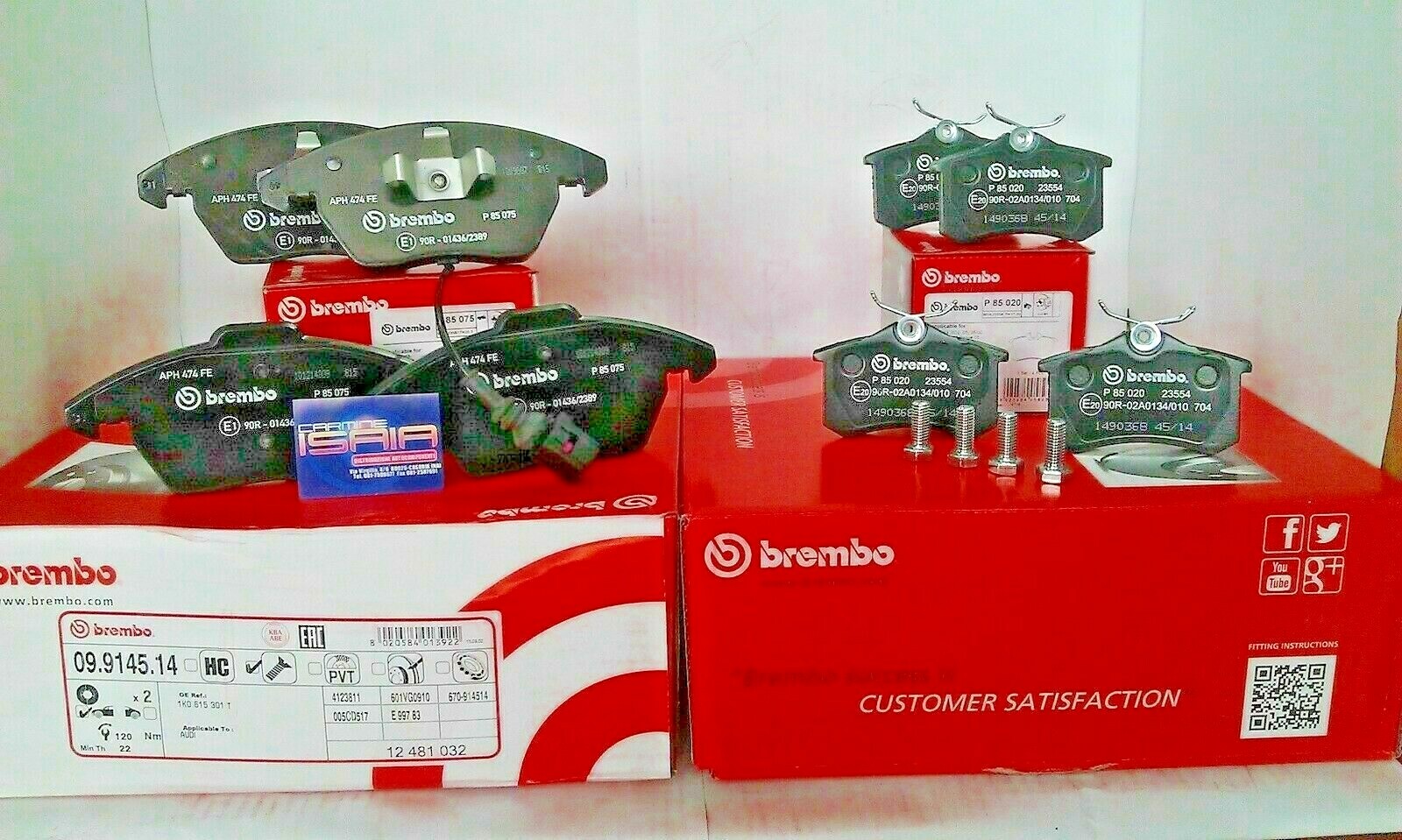 SUPER KIT DISCS + BRAKE SHOES FRONT/POST BREMBO FOR AUDI A3(8P1)2.0TDI 103KW
