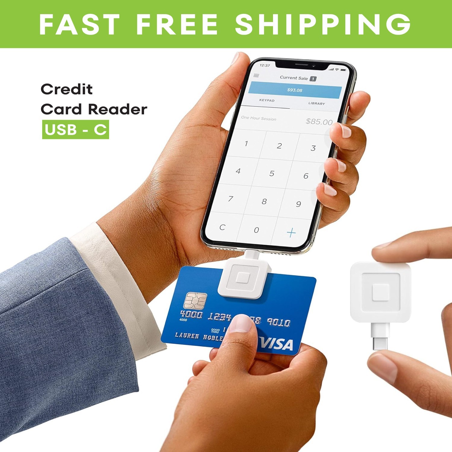 Credit Card Reader Chip Machine for Mobile Phones USB – C, Square Magstripe