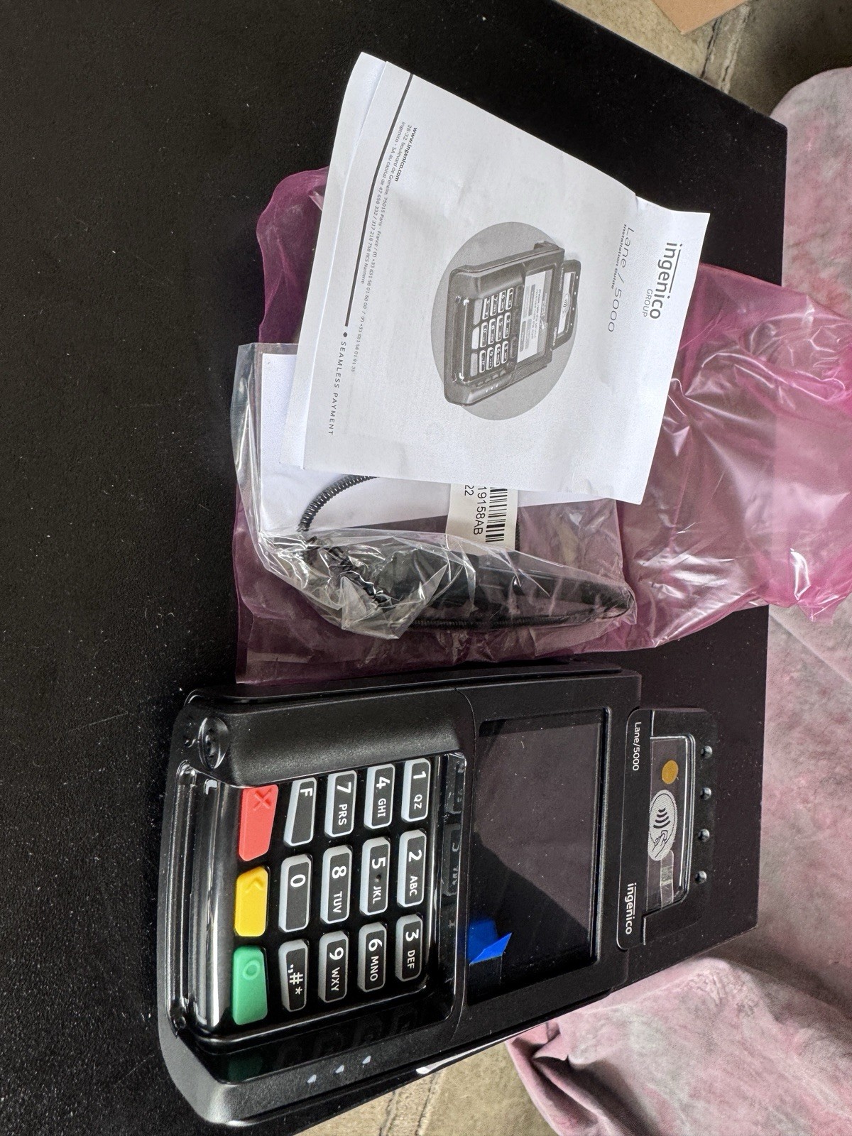 New Ingenico Lane 5000 V3 Payment Terminal w/ PSU, Stylus, Cable, TRB30311573I