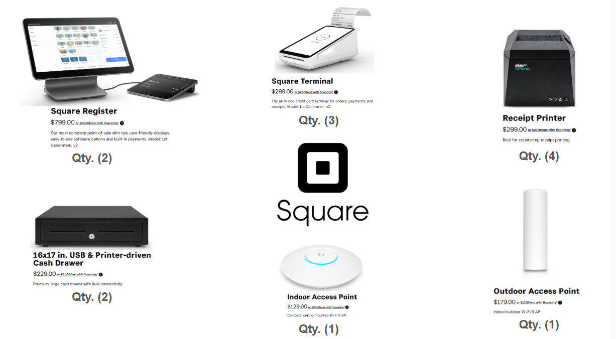 Complete Square Brand Point-of-Sale system, with remaining warranty
