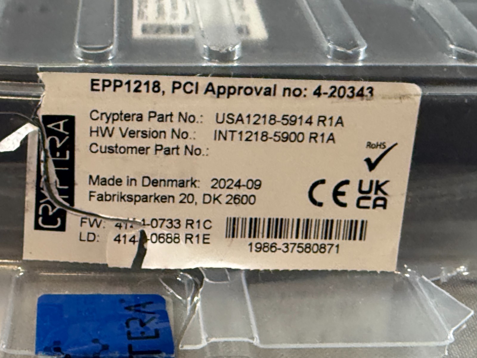 Cryptera EPP1218 Key Pin Pad | USA1218-5912 R1A, INT1218-5900 R1A