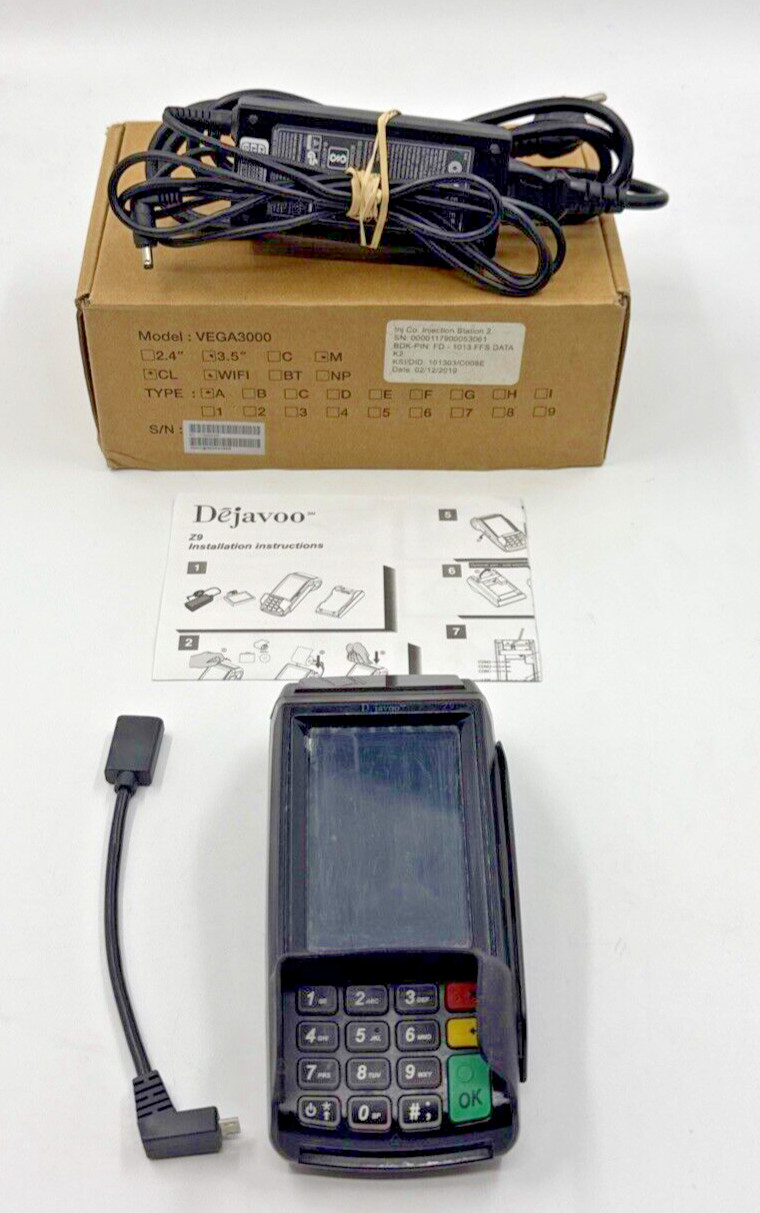 Dejavoo Z9 3.5″ VEGA3000 LCD POS Credit Card Terminal w/ Power Adapter Tested