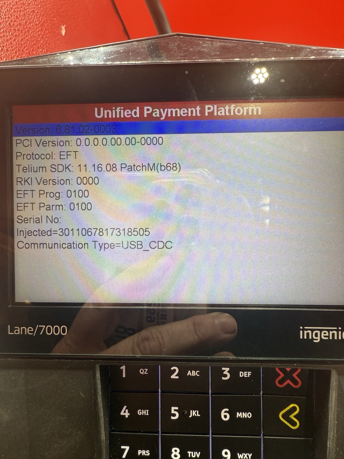 Ingenico Lane 7000 Credit Card Terminal PRG30310679R with Stylus And Cord