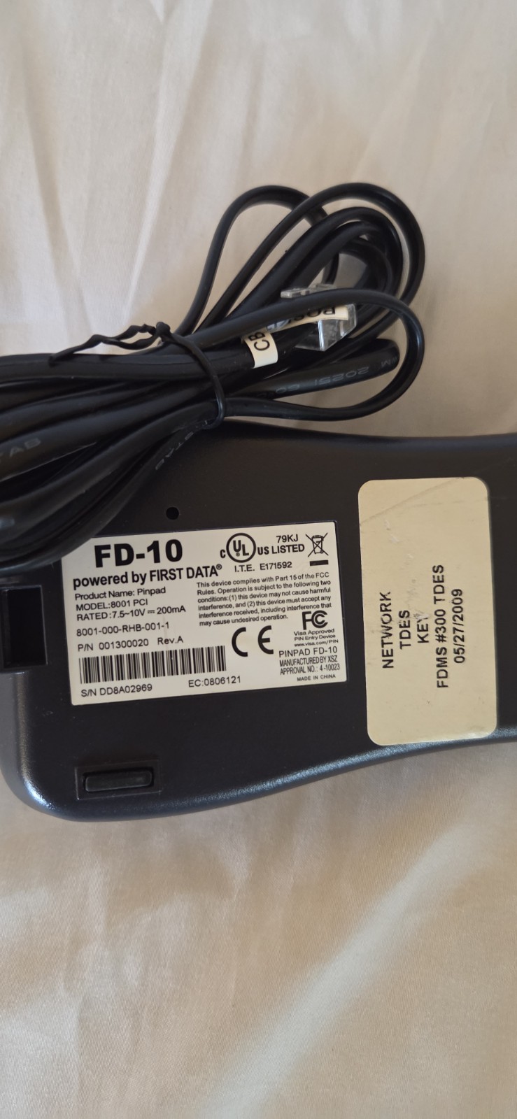 First Data FD‑10 PIN Pad Terminal – Untested – Credit/Debit Keypad