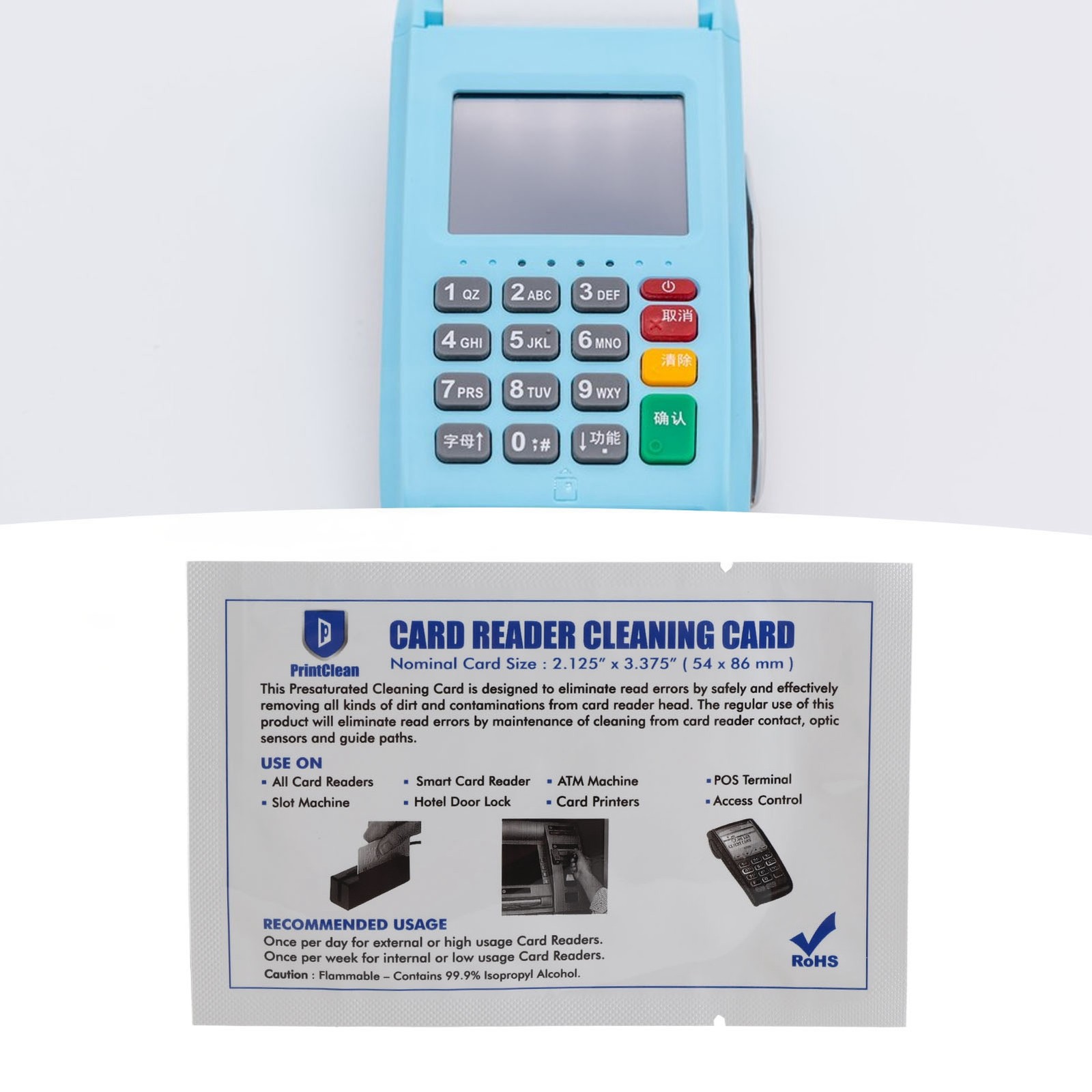 50pcs Credit Card Reader Cleaner POS Terminal Cleaning Cards For ATM M CAD