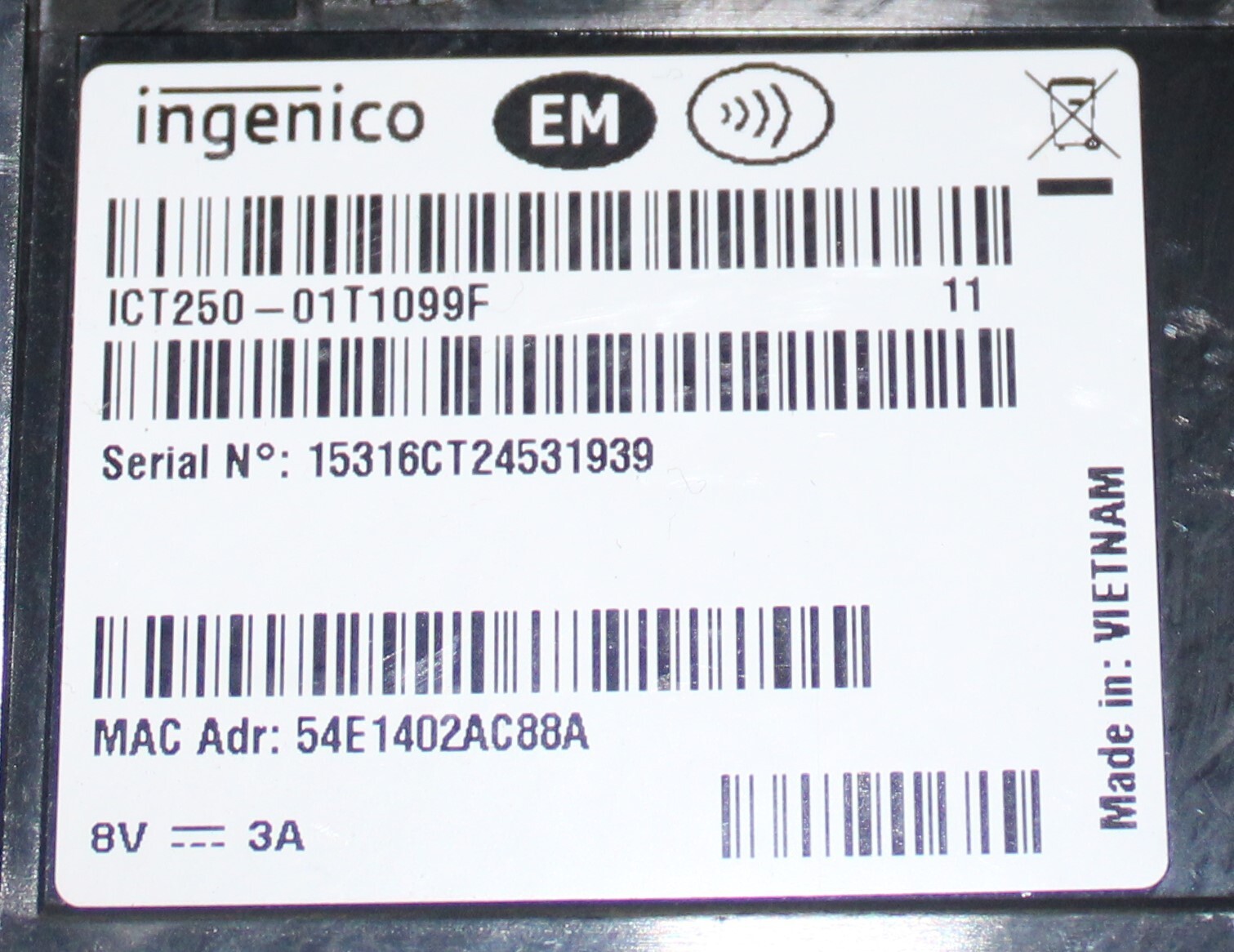 Lot of 2 Ingenico ICT250 Credit Card Terminals