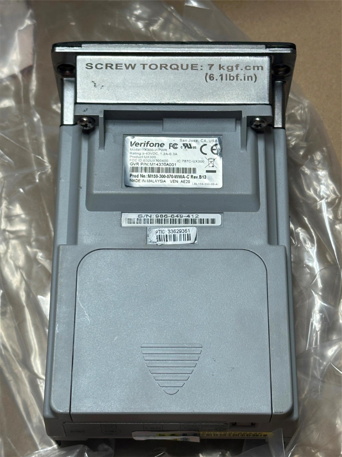VeriFone M159-300-070-WWA-C UX300 Card Reader Untested