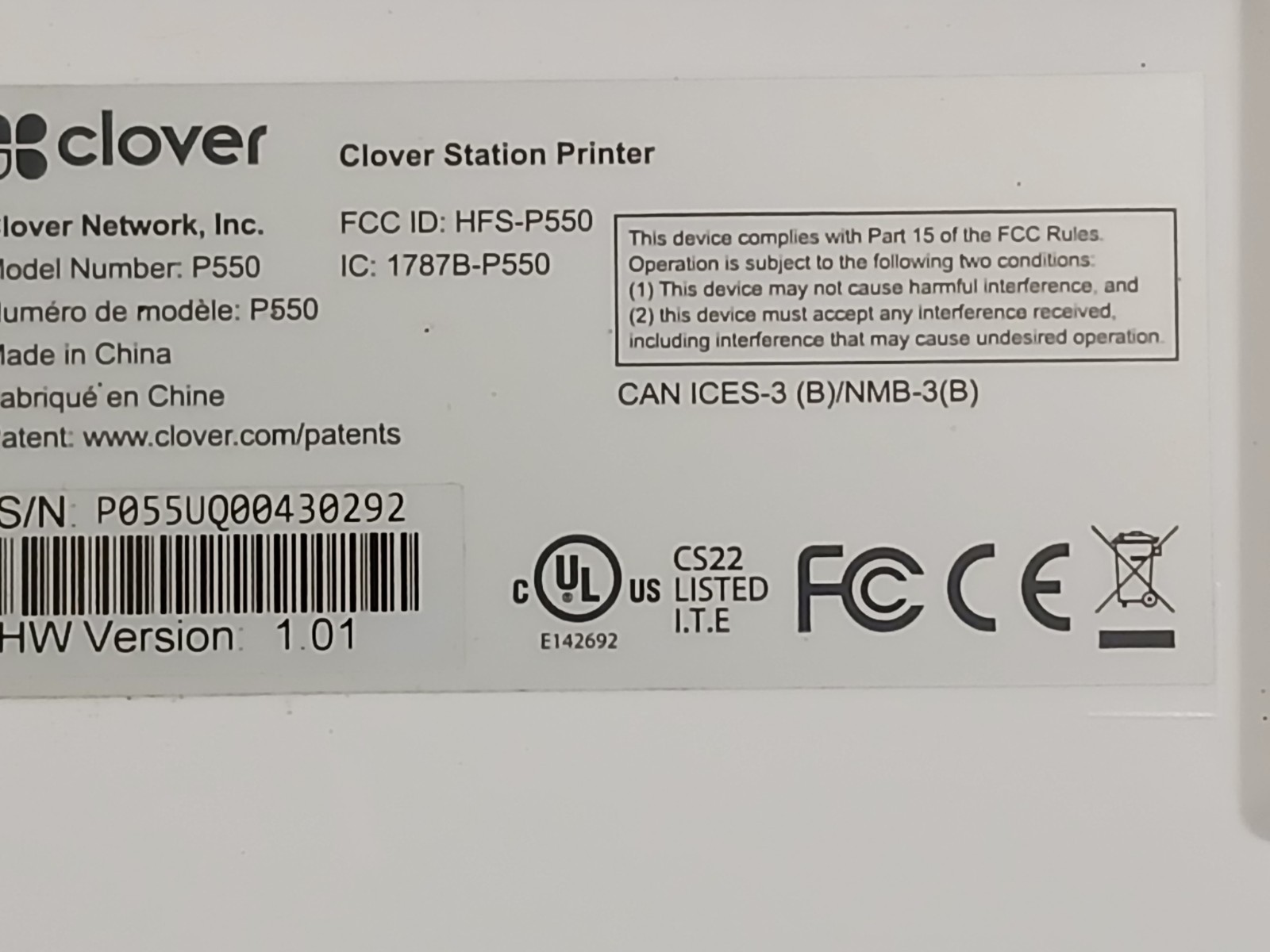 Clover POS Station P550 Printer NFC Apple Pay Contactless Clover Pre-owned