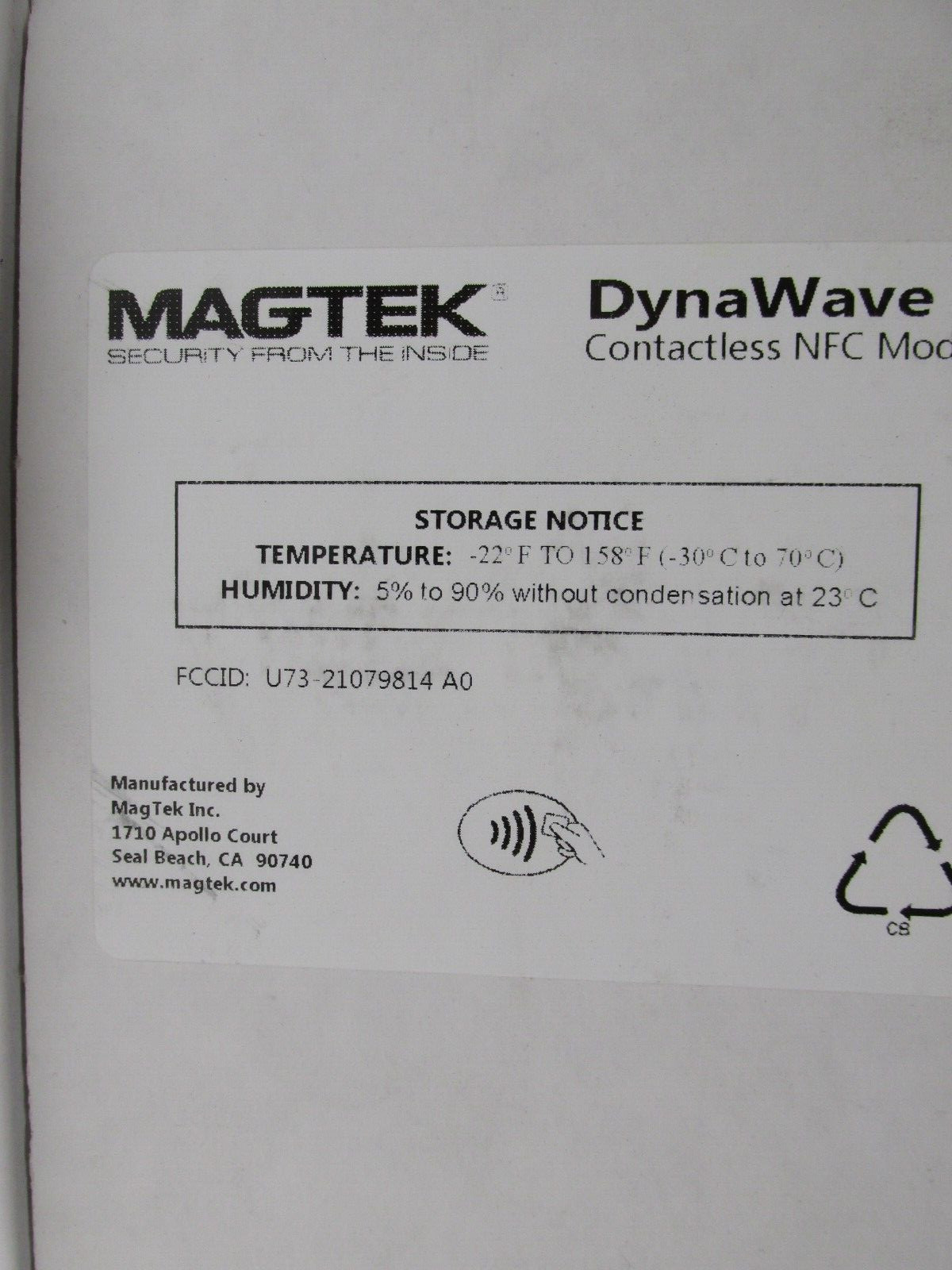 MagTek DynaWave USB NFC Contactless OEM Card Reader Module PN: 21079823 Rev: H