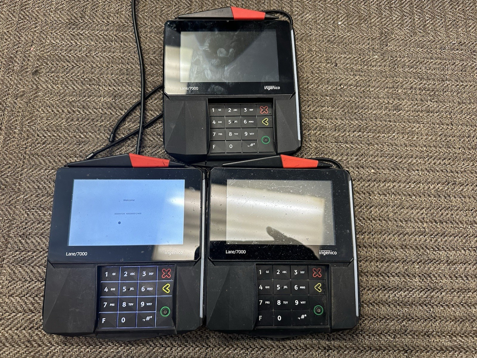 Lot of 3 Ingenico Lane/7000 Credit Card Payment Terminal-Parts /Repair