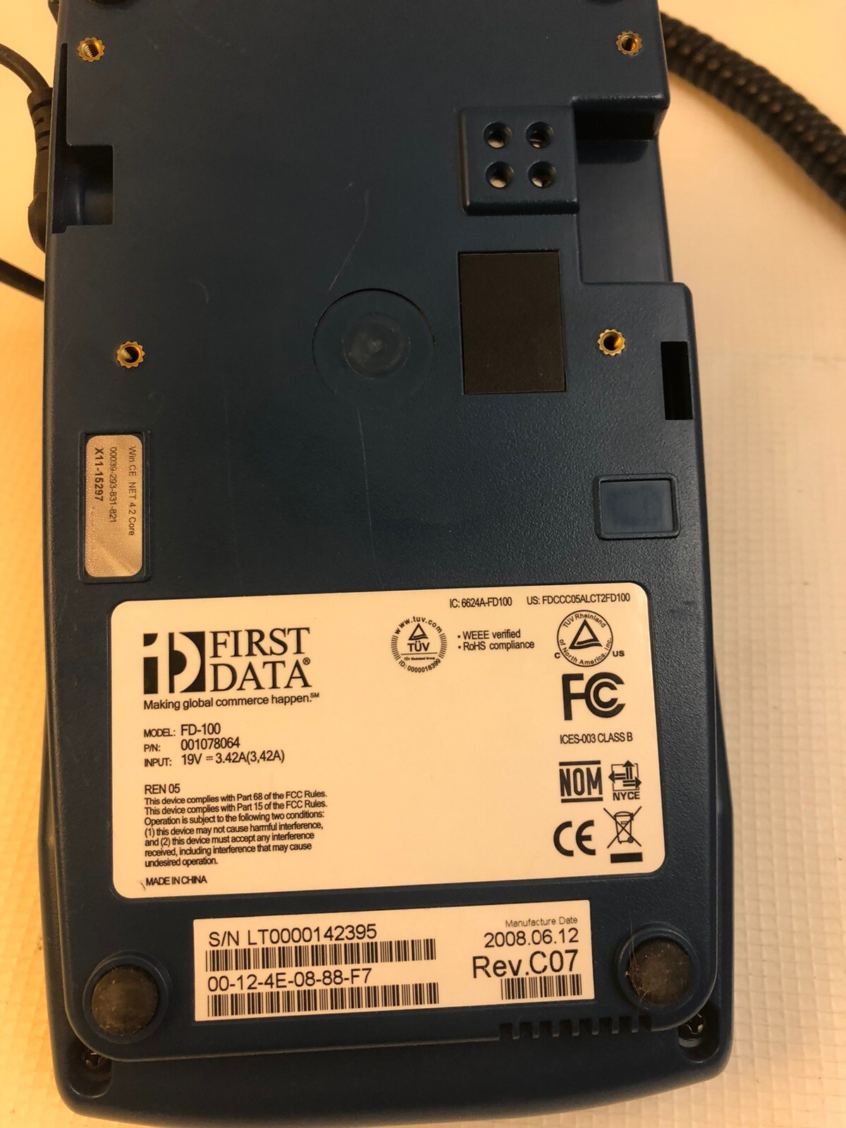 First Data FD-100 Credit Card Terminal Machine + FD-10 8001 PCI Keypad WORKS